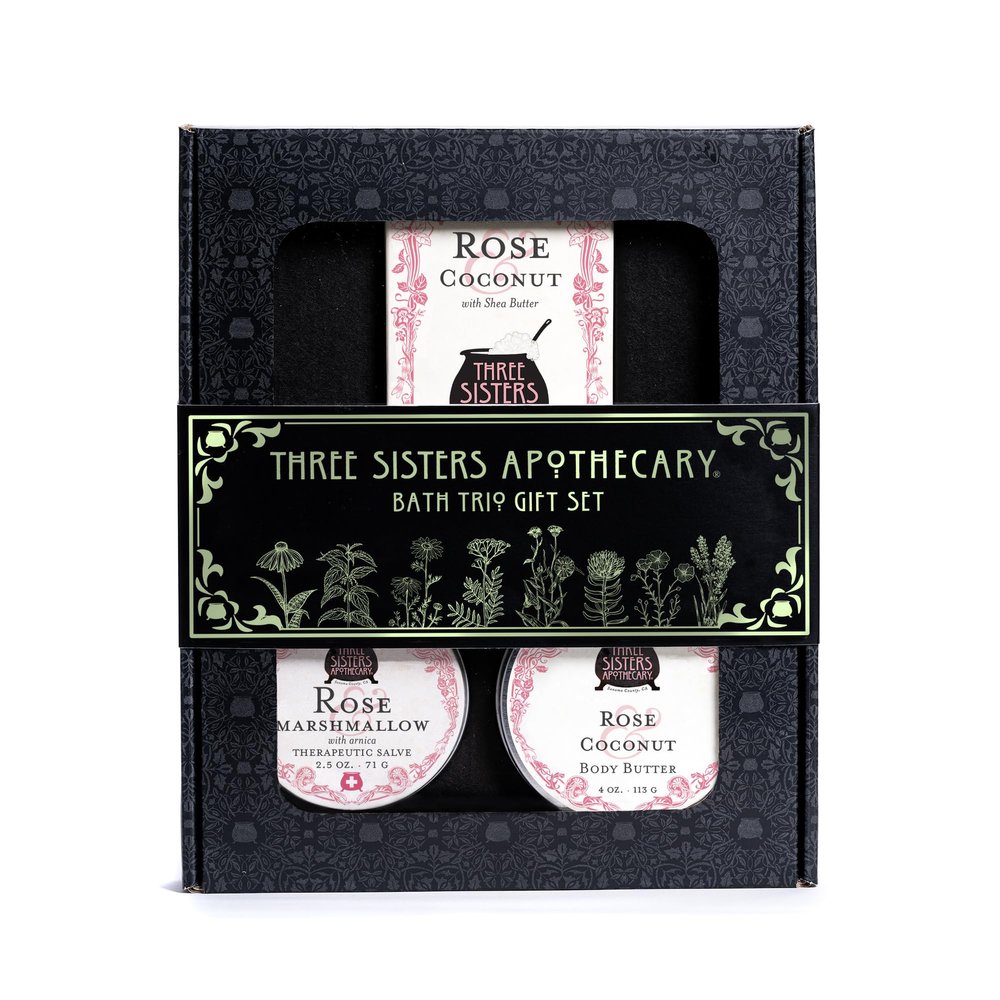 Three Sisters Bath & Body 3 Piece Gift Set Trio (Rose and Coconut)