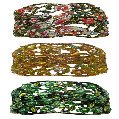Set of 3 JCGY Crystal Hair Holder Ponytail Barrettes 2 Designs YY86900-4autumnG-5brnGrn