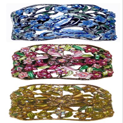 Set of 3 JCGY Crystal Hair Holder Ponytail Barrettes 2 Styles YY86900-4blue-5roseBrn-3