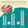504PCS 3XL Tapered Square Nail Tips, No C Curve Flat Half Cover Extra Long False Nail Tips Fake Nail Extension for Nail Salon Home DIY,12 Sizes view 2