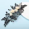Teyglen Bridal Black Rhinestone Hair Comb Crystal Wedding Hair Comb Headband Floral Flower Hair Piece Vintage Black Headpiece Hair Accessories for Women Girls(Black) view 3