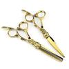 Hair Cutting Scissors, 6 Inch Professional Japan 440c Steel Upscale Gold Cut Hair Scissors Haircut Thinning Barber Cutting Shears Hairdresser Scissors ( Color : Set with bag ) view 2