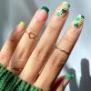 BABALAL St Patrick's Day Press on Nails Short Square Glue on Nails Acrylic Nails with Green Shamrock design Squoval Nails for Women and Girls view 1