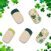BABALAL St Patrick's Day Press on Nails Short Square Glue on Nails Acrylic Nails with Green Shamrock design Squoval Nails for Women and Girls view 2