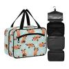 ZZKKO Toiletry Bags for Traveling Women Cute Red Panda Cyan Toiletry Bag with Hanging Hook Makeup Bag Travel Cosmetic Bag Travel Organizer for Accessories Toiletries Large view 1