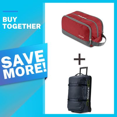 Gonex Travel Toiletry Bag for Men, Nylon Shaving Bag, Red Rolling Duffle Bag with Wheels, 70L Roller Duffel Bag 25 inch,Navy