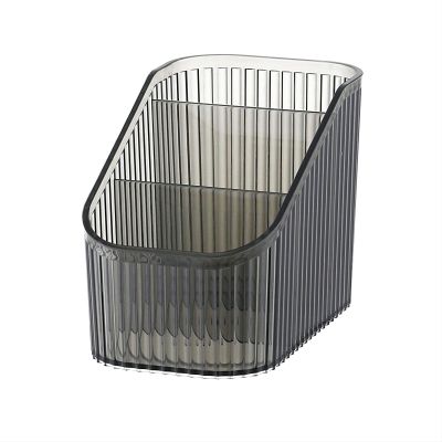 DASITON Large Capacity Makeup Brush Holder,3 Slot Makeup Brush Cup,Vintage striped Make Up Brush Holder,for Vanity Decor,Bathroom Countertops,Desk Storage Container,Cosmetic Display cases(Black-S)