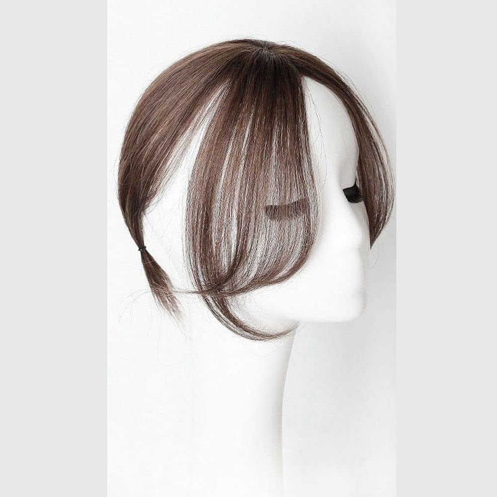 3D Eight-character Bangs 1PC Synthesis Wig Middle-part Bangs Hair Extensions Clip In Forehead Seamless Oblique Bangs Hair Accessories(Dark Brown)