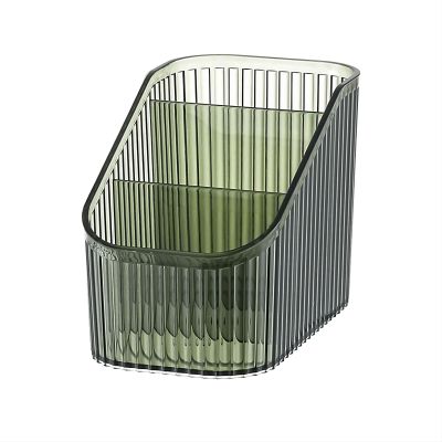 DASITON Large Capacity Makeup Brush Holder,3 Slot Makeup Brush Cup,Vintage striped Make Up Brush Holder,for Vanity Decor,Bathroom Countertops,Desk Storage Container,Cosmetic Display cases(Green-S)