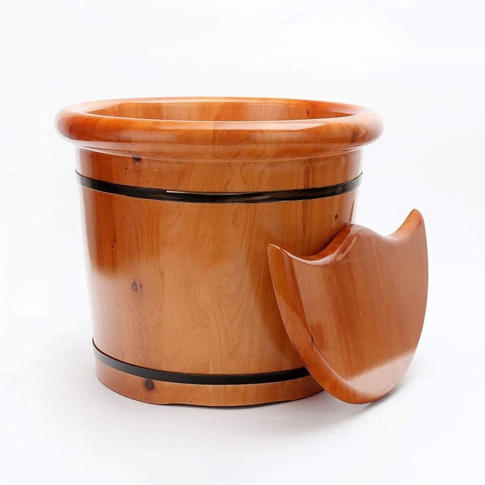 SEVEEZ Footbath,Wooden Foot Basin, Cedar Foot Bath Barrel,Footbath Wooden Foot Washing Tub Thicken Solid Wood Pedicure Barrel,Pedicure Bowl Spa Massage Foot Spa Bath Massager