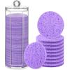 Sieral 120pcs Compressed Facial Sponges Disposable Natural Face Sponges Round Soft Pads with Container for Washing Face Cleansing Exfoliating Esthetician Makeup Removal Travel(Purple) view 1