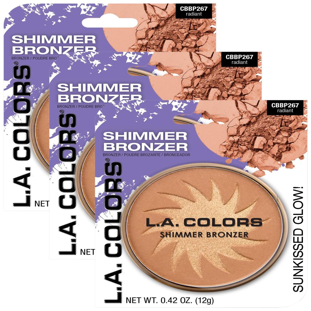 L.A. COLORS Shimmer Bronzer (carded), Radiant CBBP267 (Pack of 3)