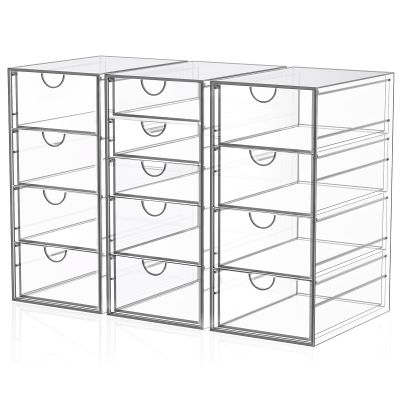 Acrylic Desk Organizers And Accessories With 13 Drawers, Office Desktop Drawers, Plastic Makeup Organizer Containers Bins With Drawers Desk Organization, Bathroom Organizers Storage Case Box Cube