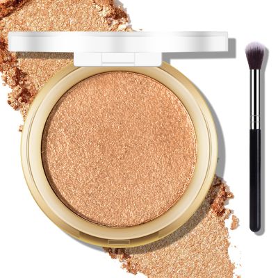FREEORR Baked Highlighter Powder Palette, Makeup Highlighter Powder Palette Sheer Shimmering Finish Face Highlighters Makeup Iluminadores de Maquillaje #06 Bronze Glow