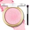 FREEORR Baked Pink Highlighter Powder Palette, Makeup Highlighter Powder Palette Sheer Shimmering Finish Face Highlighters Makeup Iluminadores de Maquillaje #02 Mermaid Pink view 1