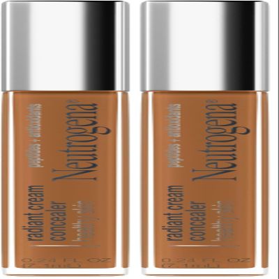Neutrogena Healthy Skin Radiant Brightening Cream Concealer with Peptides & Vitamin E Antioxidant, Lightweight Perfecting Concealer Cream, Non-Comedogenic, Pecan Medium/Deep 02 with warm (Pack of 2)