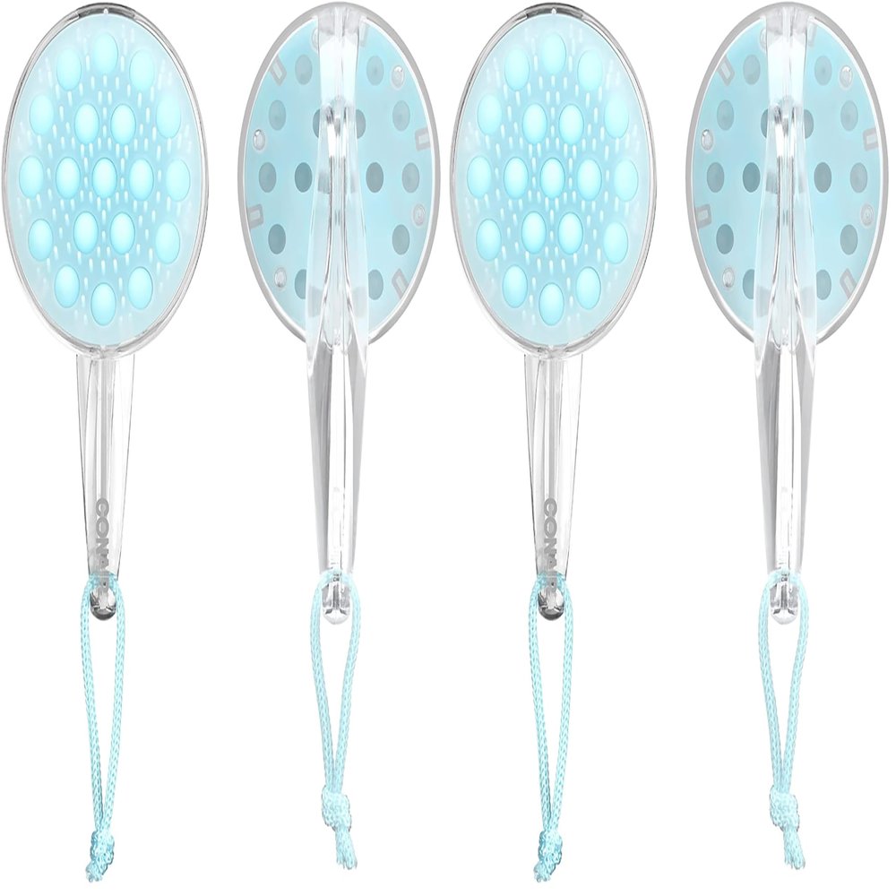 Conair Scalp Massager and Detangling Brush, Ideal for Use on Wet Hair, Clear Light Blue, 1 Count (Pack of 2)