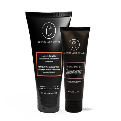 Controlled Chaos As Seen on Shark Tank Bundle Package of 3 oz Curl Defining Cream & 8 oz Hair Cleanser - Hair Products to Control Frizz & Nourish All Hair Type