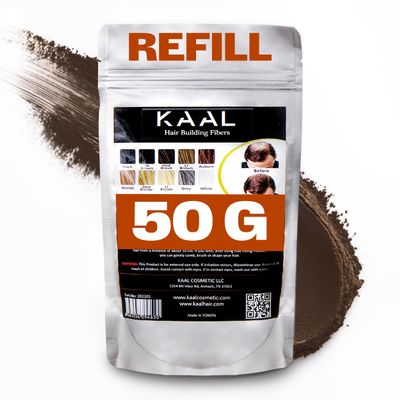 KAAL Hair Fiber Refill Pack | (1.76 oz, Medium Brown) Hair Building Fibers for Hair Loss Concealment, Texturizing Powder for Thinning Hair Areas in Men and Women