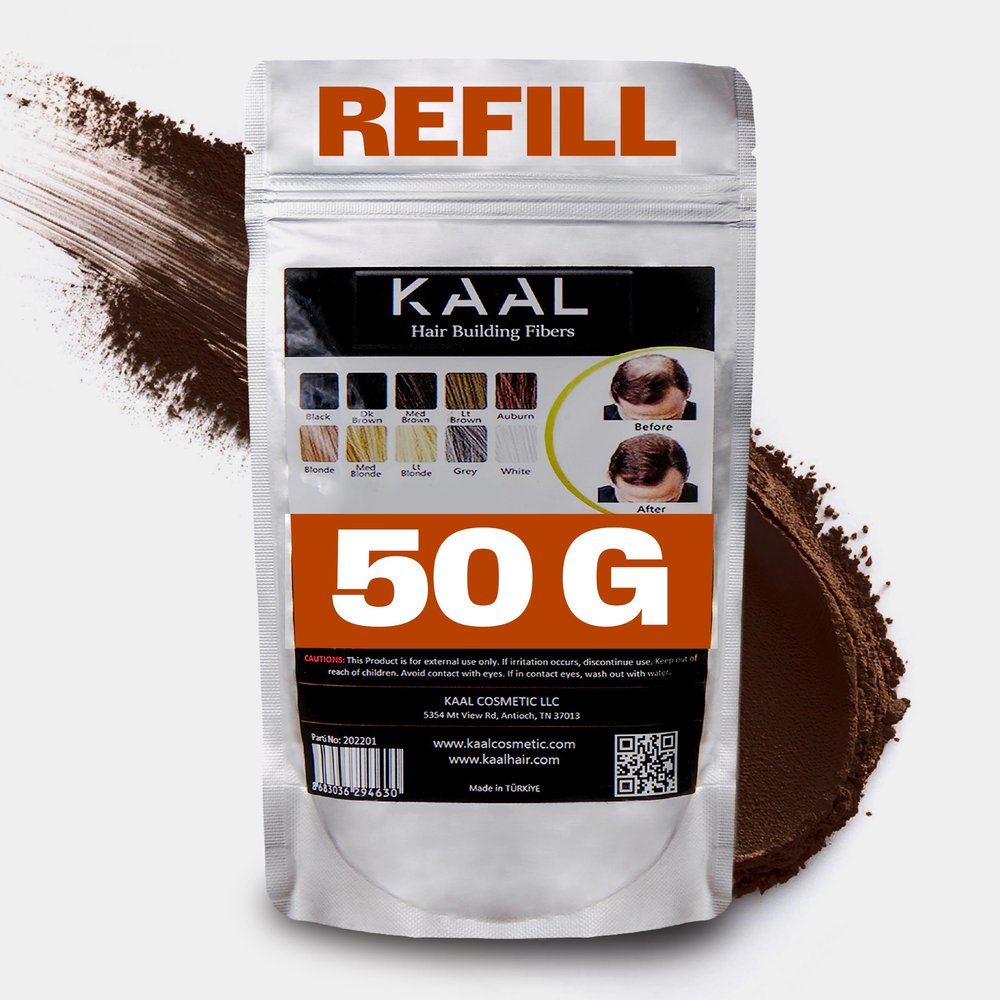 KAAL Hair Fiber Refill Pack | (1.76 oz, Dark Brown) Hair Concealer for Thinning Areas, Hair Texturizing Powder for Men and Women