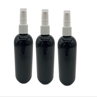 Natural Farms 8 oz Black Boston BPA FREE Bottles - 3 Pack Empty Refillable Containers - Essential Oils Cleaning Products - Aromatherapy | White Fine Mist Sprayers - Made in the USA