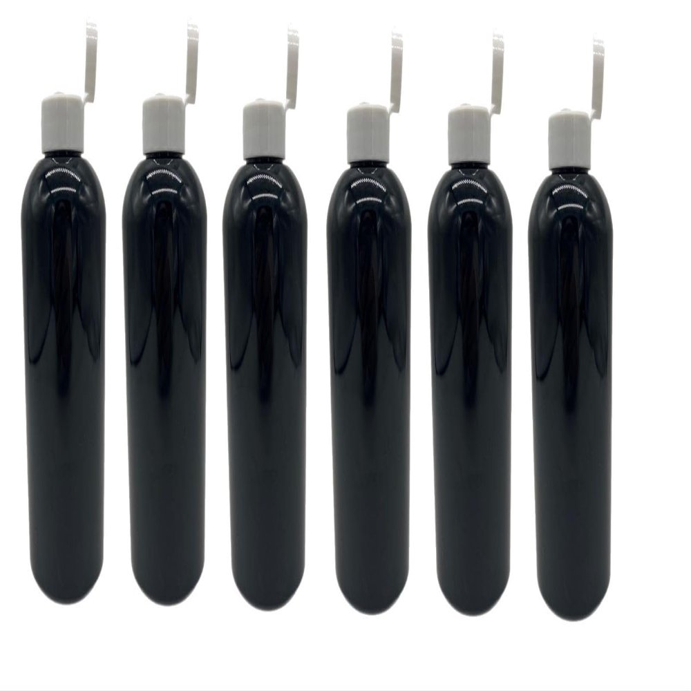 Natural Farms 12 oz Black Cosmo BPA FREE Bottles - 6 Pack Empty Refillable Containers - Essential Oils Cleaning Products - Aromatherapy | White Snap Cap- Made in the USA