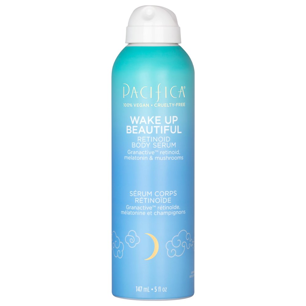 Pacifica Spray Lotion for Body - Wake Up Beautiful Body Serum Overnight Retinoid Body Treatment, Spray-On Hydrating Serum with Granactive Retinoid, Mushrooms & Melatonin, Plumps & Renews Skin, Vegan