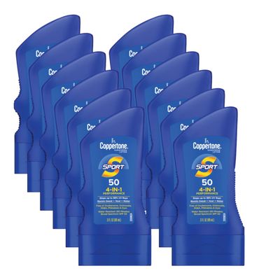 Coppertone Sport Sunscreen Lotion, Broad Spectrum SPF 50 Sunscreen Multi Pack, 3 Fl Oz, Pack of 12