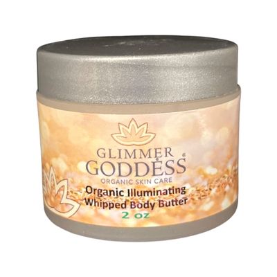 Glimmer Goddess Shimmer Body Butter with Organic Whipped Shea Butter for Hydration, Moisturizing & Silky Natural Glow - Gold Sexy, 2 oz