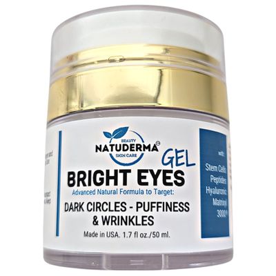 NATUDERMA Bright Eye Gel Cream - Under eye Cream for Dark Circles and Puffiness - Moisturizer made in USA with Hyaluronic and Peptides 1.7 Fl Oz