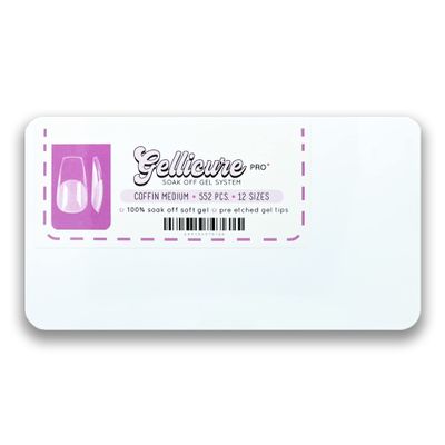 Gellicure Pro Pre-etched Gel-X Nail Tips - Coffin Medium - 552 pcs 12 sizes
