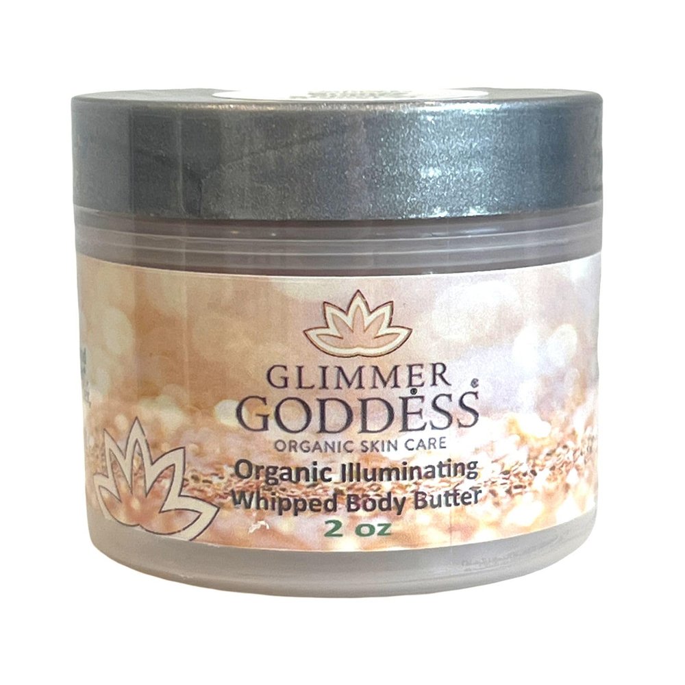 Glimmer Goddess Shimmer Body Butter with Organic Whipped Shea Butter for Hydration, Moisturizing & Silky Natural Glow - Diamond Subtle, 2 oz