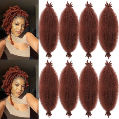 12 Inch Springy Afro Twist Hair 8 Packs Marley Twist Braiding Hair Pre-fluffed Spring Twist Hair Kinky Hair Afro Twist Hair Marley Hair for Faux Locs (12 Inch (Pack of 8), 350# Marley Twist)