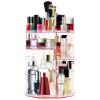 MISERWE Makeup Organizer 360 Rotating Cosmetic Organizer DIY Adjustable Makeup Carousel Spinning Holder Rack, Large Capacity Cosmetic Storage Box Makeup Brushes Organizer for Vanity Countertop (Pink) view 1