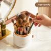 LtyTz Makeup Brush Holder Organizer with Lid, Rotating Dustproof Make Up Brushes Organizer with Clear Acrylic Cover for Vanity Desktop Bathroom Countertop (white) view 2