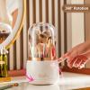 LtyTz Makeup Brush Holder Organizer with Lid, Rotating Dustproof Make Up Brushes Organizer with Clear Acrylic Cover for Vanity Desktop Bathroom Countertop (Light green) view 3