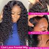 13x4 Deep Wave Lace Front Wigs for Black Women 34 Inch Deep Curly Frontal Wigs Human Hair 180% Density HD Transparent Lace Curly Frontal Wigs Human Hair Pre Plucked with Baby Hair Natural Color view 3