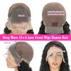 13x4 Deep Wave Lace Front Wigs for Black Women 34 Inch Deep Curly Frontal Wigs Human Hair 180% Density HD Transparent Lace Curly Frontal Wigs Human Hair Pre Plucked with Baby Hair Natural Color view 4