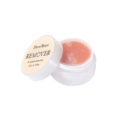 DeceMars Lash Gel Remover Dissolves Powerful Cream Low Irritation Eyelash Extension Glue for Sensitive Skin 15ml (Peach Flavor)