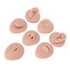 Silicone Body Parts for Piercing Practice, 7 Pieces Ear Eye Nose Mouth Tongue & Belly Button Training Display Models, Caramel view 1