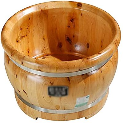 FEHUN Foot Spas for Home Use Cedar Foot Bath Tub, Solid Wood Foot Bath Barrel, Small Foot Wash Bucket, Wooden Art Wash Basin, Thickened Foot Bath Barrel for Home Use 16.1X8.3In Foot Bath Barrel
