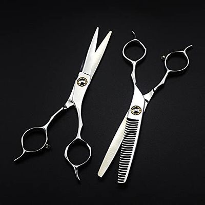 Hair Cutting Scissors, 6inch japan steel A type Bearing hair salon scissors makeup cutting barber Thinning shears hairdressing scissors ( Color : Set )