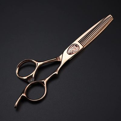 Hair Cutting Scissors, 6inch Professional Japan 440c steel Upscale Rose gold hair scissors cutting barber haircut thinning shears hairdresser scissors ( Color : Thinning scissor )
