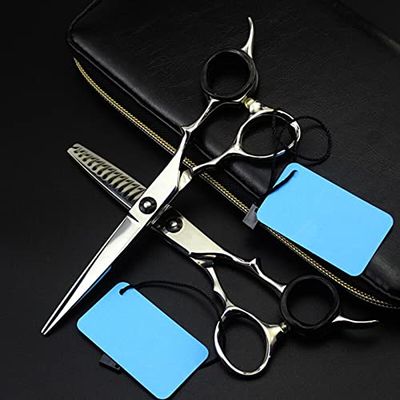 Hair Cutting Scissors, 6inch japan 440c steel 16 teeth cut hair salon scissors cutting barber Thinning shears set hairdressing scissors ( Color : Set )