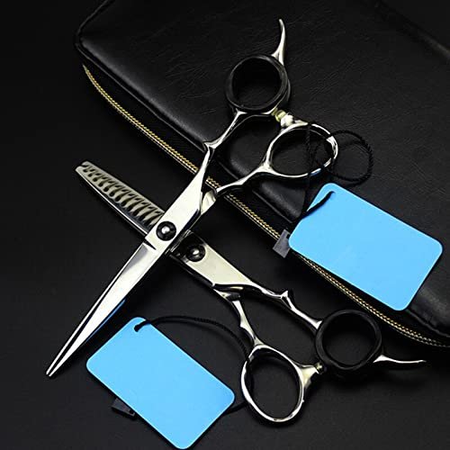 Hair Cutting Scissors, 6inch japan 440c steel 16 teeth cut hair salon scissors cutting barber Thinning shears set hairdressing scissors ( Color : Set )