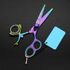 Hair Cutting Scissors, 5.5 inch professional Japan 440c rainbow Rotate hair salon scissors cutting barber shears hairdressing scissors view 3