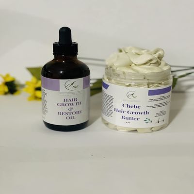 Chebe Hair Growth Butter and Hair Growth oil Bundle by AMNA Natural Beauty