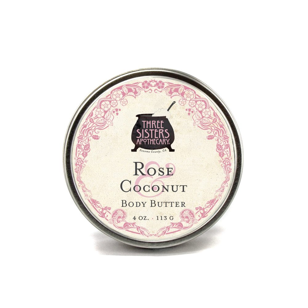 Three Sisters Apothecary 4 oz. Body Butters (Rose and Coconut)