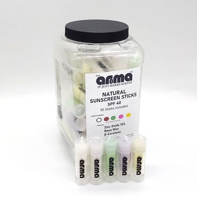 Our Aroma Natural Sunscreen Sticks with Zinc Oxide Pack of 50 - Assorted Colors