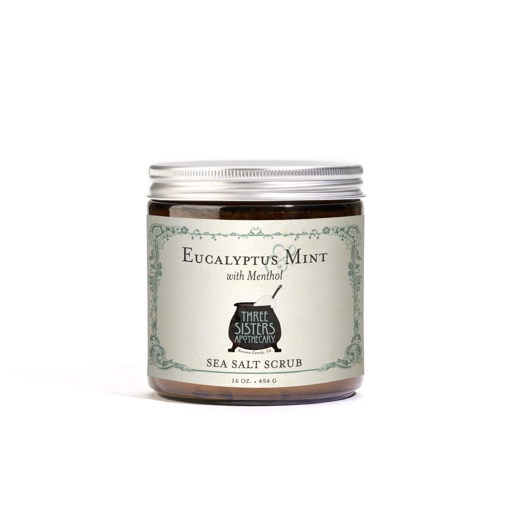 Three Sisters Apothecary 16 oz. Sea Salt Scrubs (Eucalyptus and Mint)